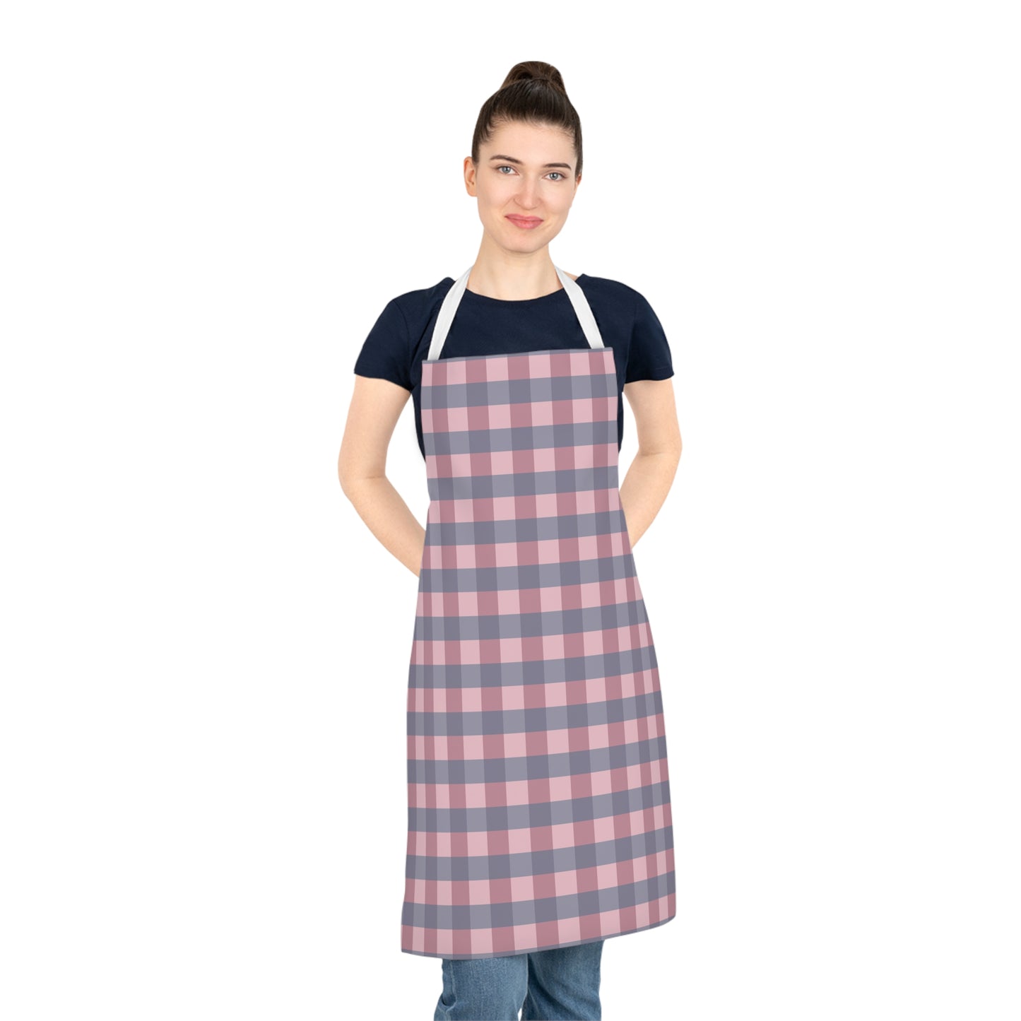 Pink & Gray Buffalo Plaid Apron — Cozy Farmhouse Kitchen Apron