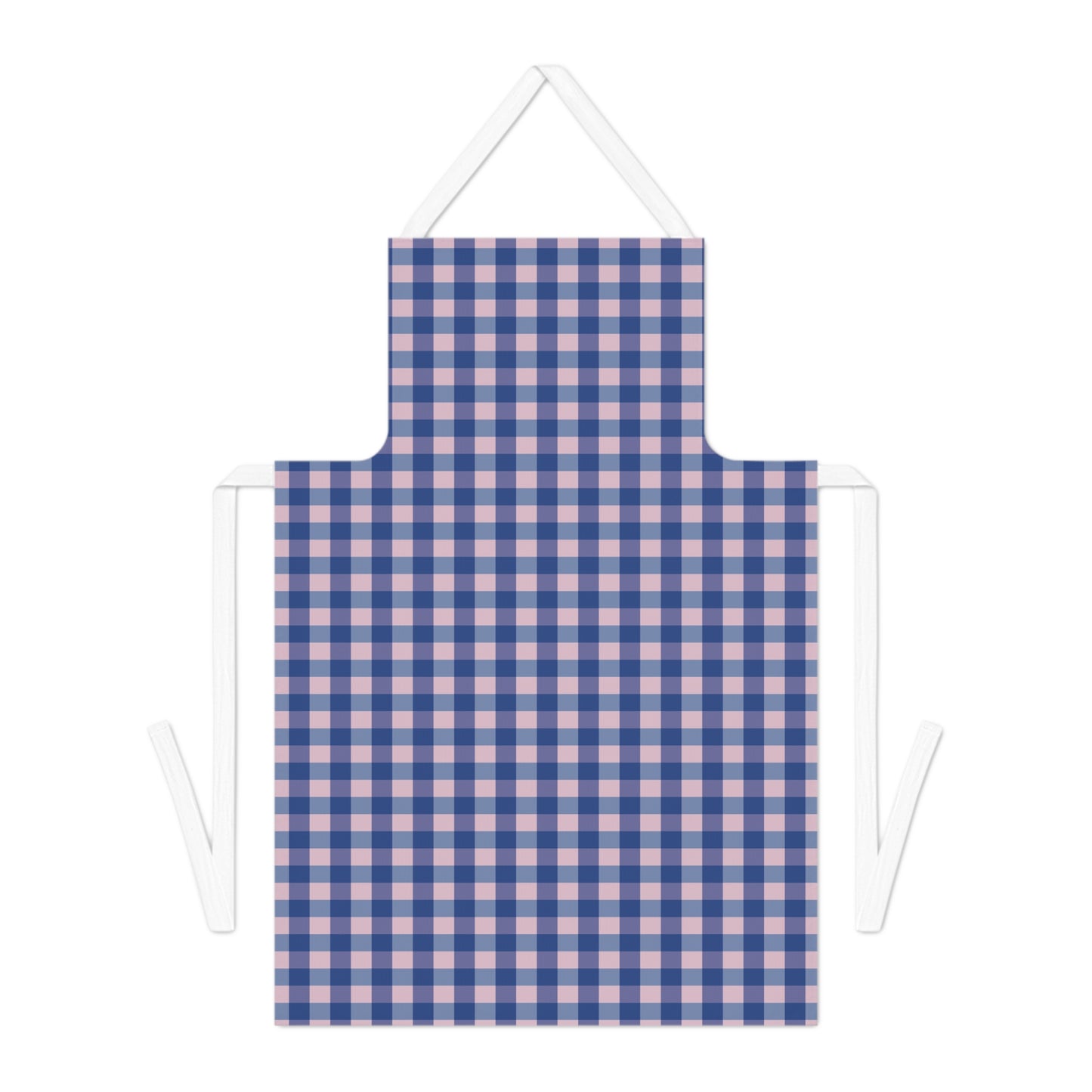 Blue & Pink Gingham Apron — Checkered Kitchen Apron for Baking & BBQ