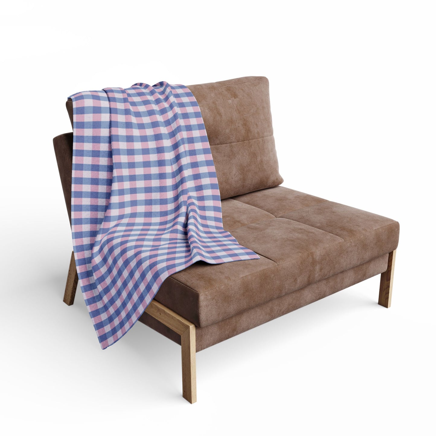 Plaid Arctic Fleece Blanket — Cozy Blue & Pink Gingham Throw