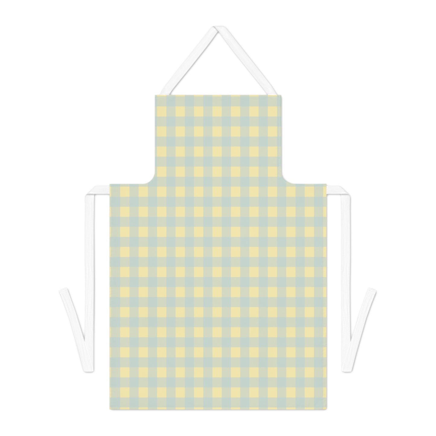 Gingham Check Apron — Pastel Yellow & Sage Kitchen Apron