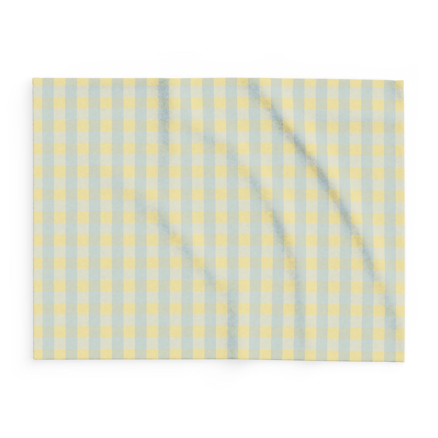 Gingham Fleece Blanket — Soft Yellow & Light Blue Plaid Throw