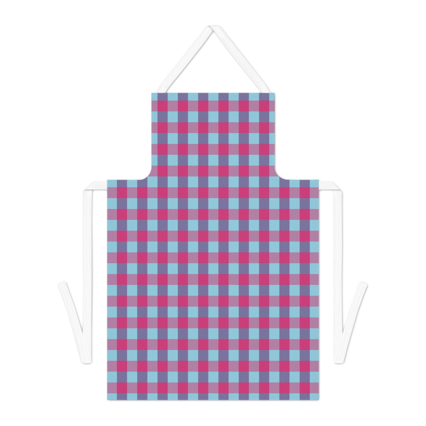 Plaid Apron — Blue & Pink Checkered Kitchen Apron