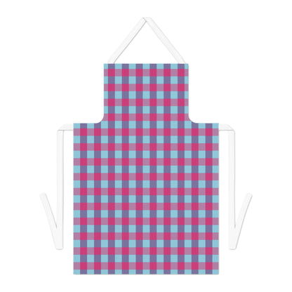 Plaid Apron — Blue & Pink Checkered Kitchen Apron