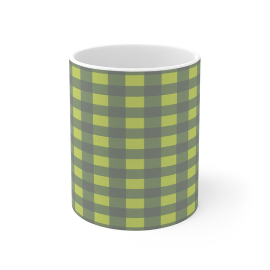 Green Buffalo Plaid Mug | Checkered Pattern Coffee Cup
