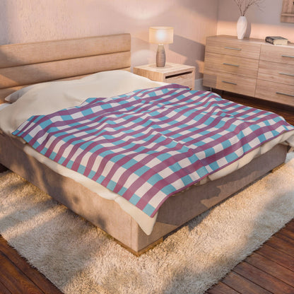 Plaid Velveteen Plush Blanket – Soft Pastel Check Throw for Cozy Home, Nursery & Gift