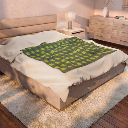 Green Buffalo Check Blanket | Plaid Velveteen Plush Throw