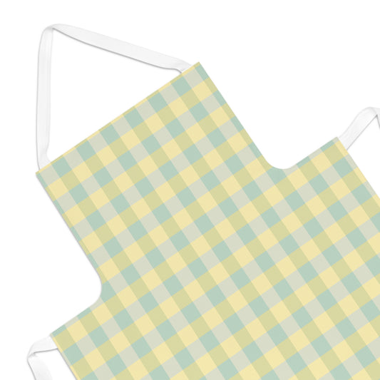 Pastel Gingham Apron — Yellow & Mint Check Kitchen Apron