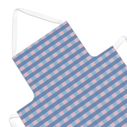 Blue & Pink Gingham Apron — Vintage Check Kitchen Apron