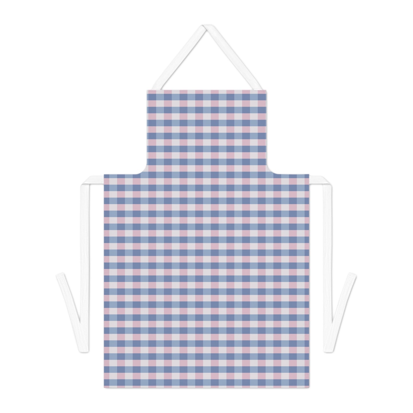 Gingham Check Apron – Pastel Blue & Pink Plaid Kitchen Apron