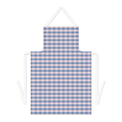 Gingham Check Apron – Pastel Blue & Pink Plaid Kitchen Apron