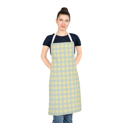 Gingham Check Apron — Pastel Yellow & Sage Kitchen Apron