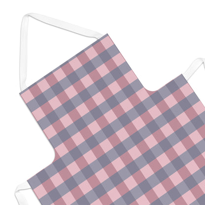 Pink & Gray Buffalo Plaid Apron — Cozy Farmhouse Kitchen Apron