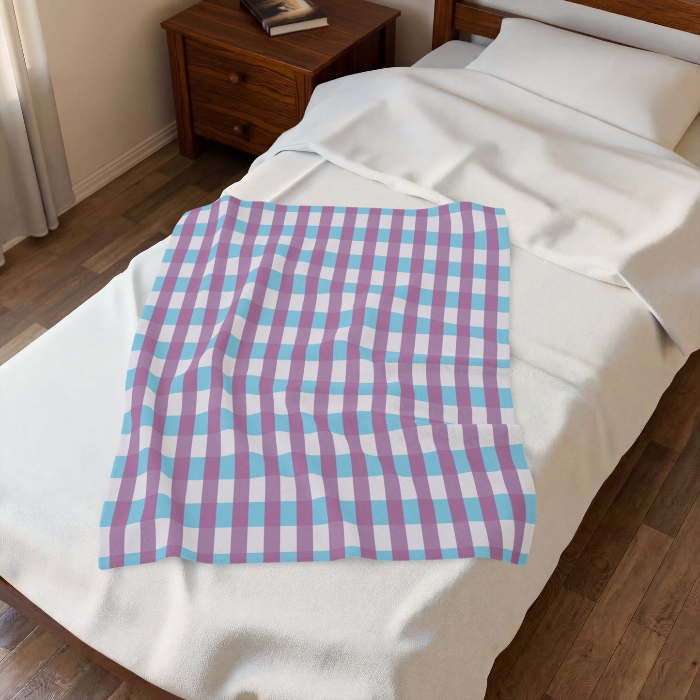 Plaid Velveteen Plush Blanket – Soft Pastel Check Throw for Cozy Home, Nursery & Gift