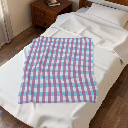 Plaid Velveteen Plush Blanket – Soft Pastel Check Throw for Cozy Home, Nursery & Gift
