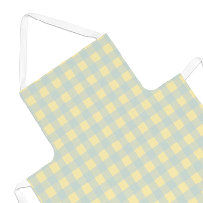 Gingham Check Apron — Pastel Yellow & Sage Kitchen Apron