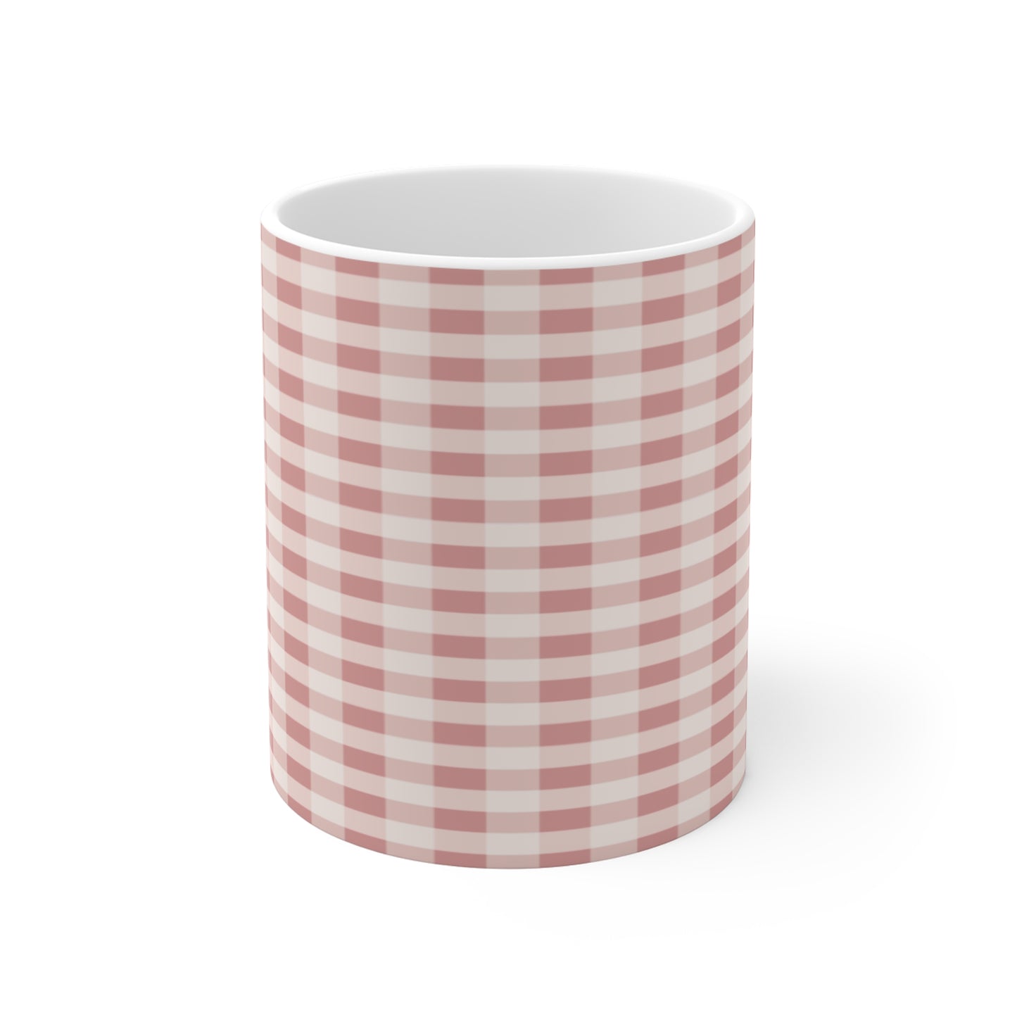Plaid Ceramic Mug — Pink Buffalo Check 11oz Coffee Cup