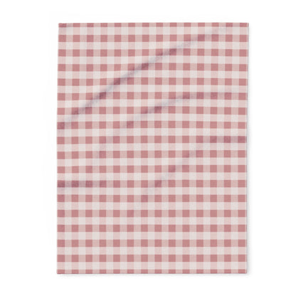 Plaid Fleece Blanket — Cozy Red Gingham Throw for Living Room, Cabin & Holiday Décor