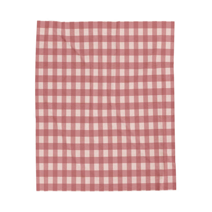 Red Buffalo Check Velveteen Plush Blanket — Cozy Gingham Throw