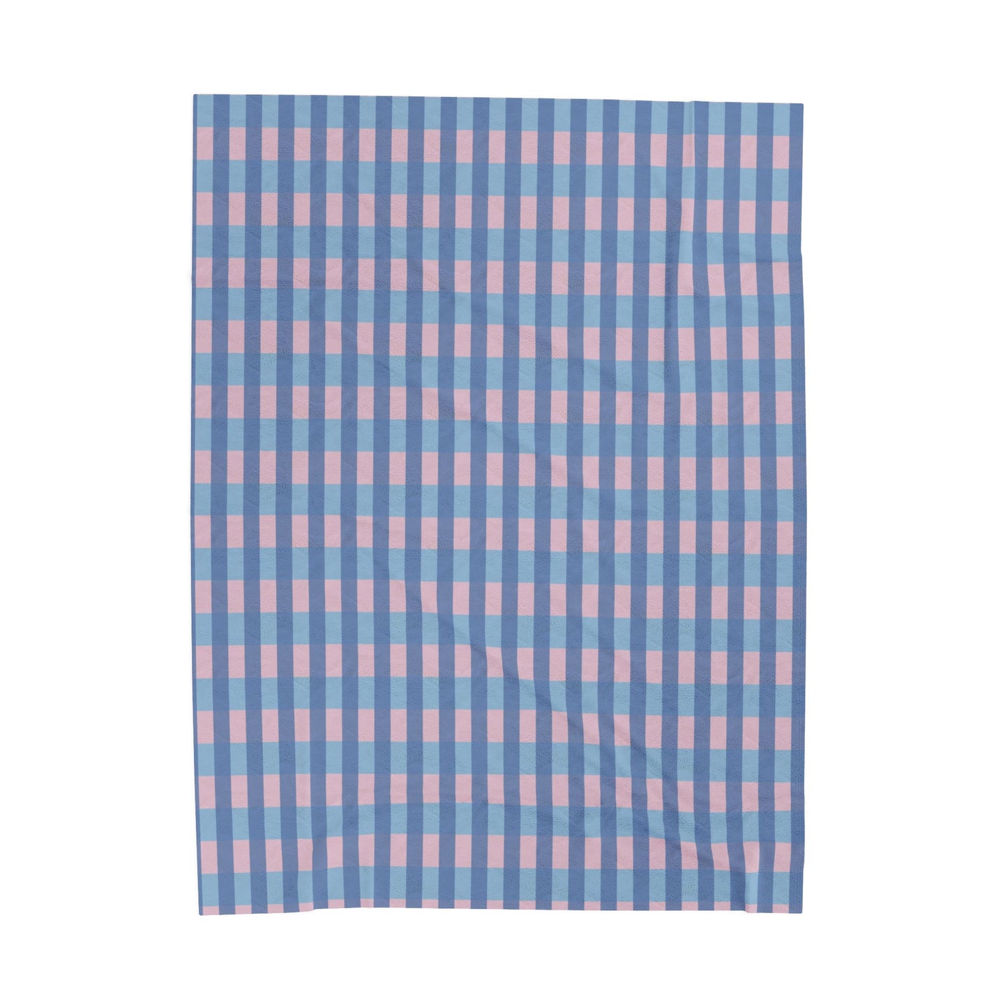 Plaid Velveteen Plush Blanket — Blue & Pink Cozy Throw