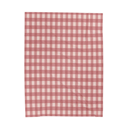 Red Buffalo Check Velveteen Plush Blanket — Cozy Gingham Throw