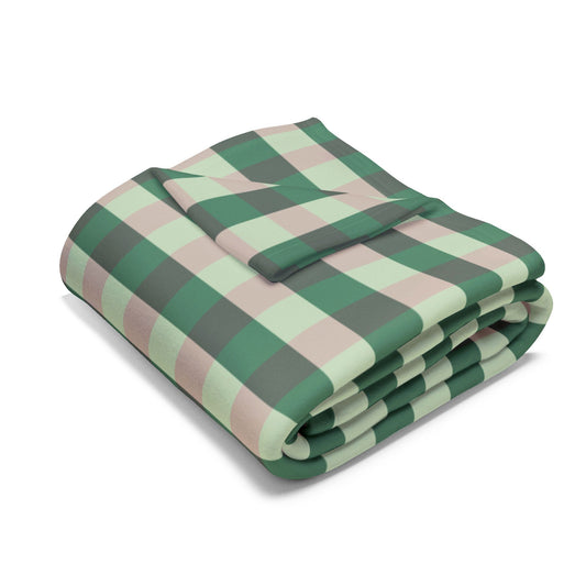 Green Plaid Fleece Blanket – Cozy Buffalo Check Throw for Home & Holiday