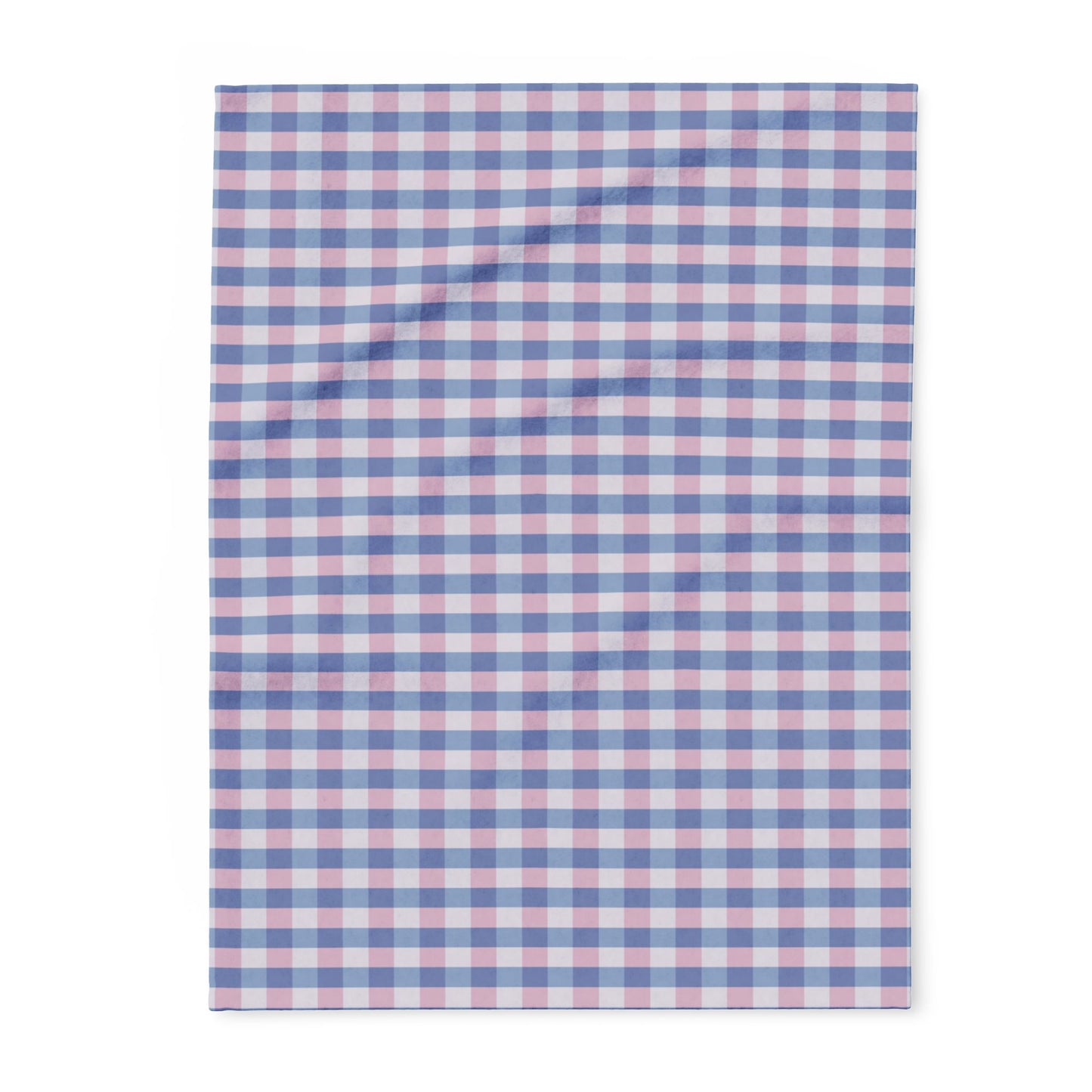 Plaid Arctic Fleece Blanket — Cozy Blue & Pink Gingham Throw