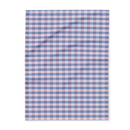 Plaid Arctic Fleece Blanket — Cozy Blue & Pink Gingham Throw