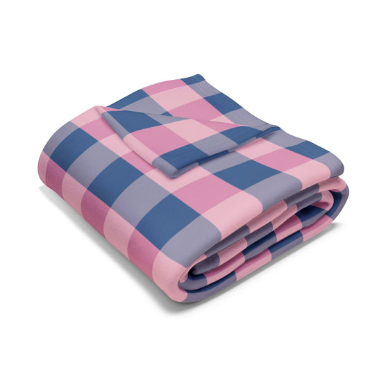 Pink & Navy Buffalo Check Fleece Blanket — Cozy Plaid Throw for Home, Nursery & Gifting