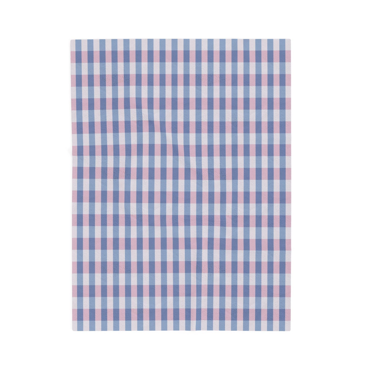 Plaid Velveteen Plush Blanket — Soft Pink & Blue Check Throw