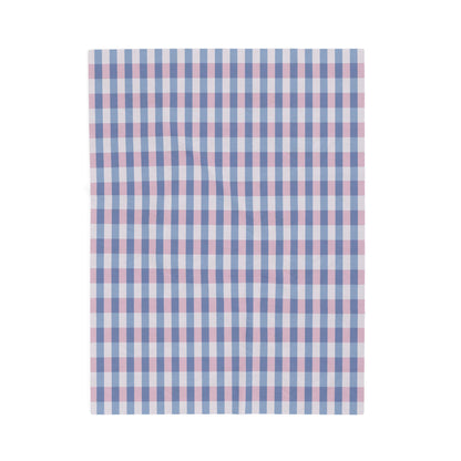 Plaid Velveteen Plush Blanket — Soft Pink & Blue Check Throw