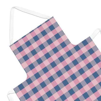 Pink Navy Buffalo Check Apron — Plaid Kitchen Apron for Bakers & Cooks