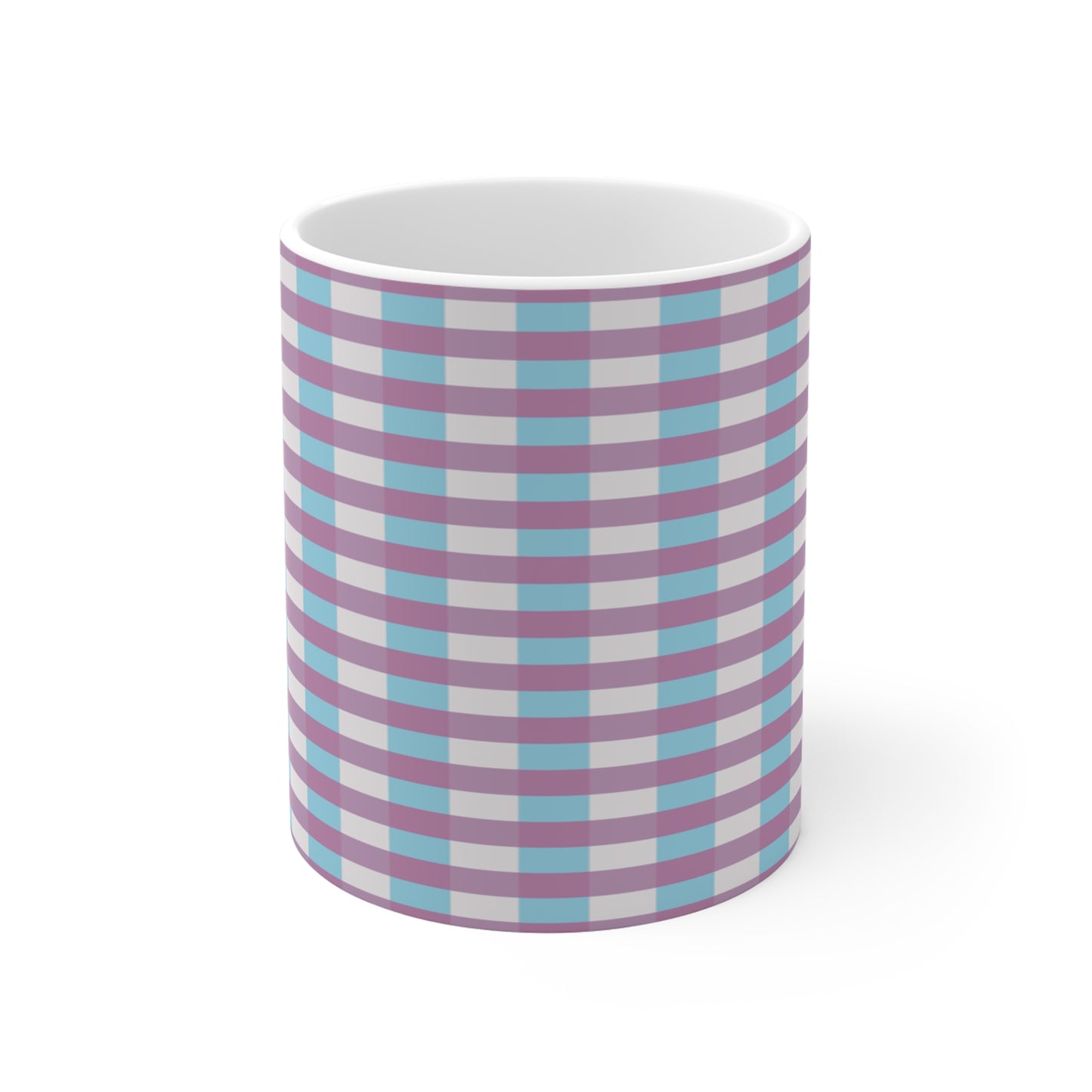 Plaid Pastels Mug — Purple & Teal Checkered Coffee Cup