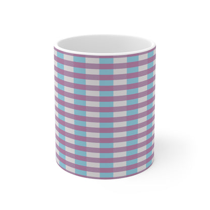 Plaid Pastels Mug — Purple & Teal Checkered Coffee Cup