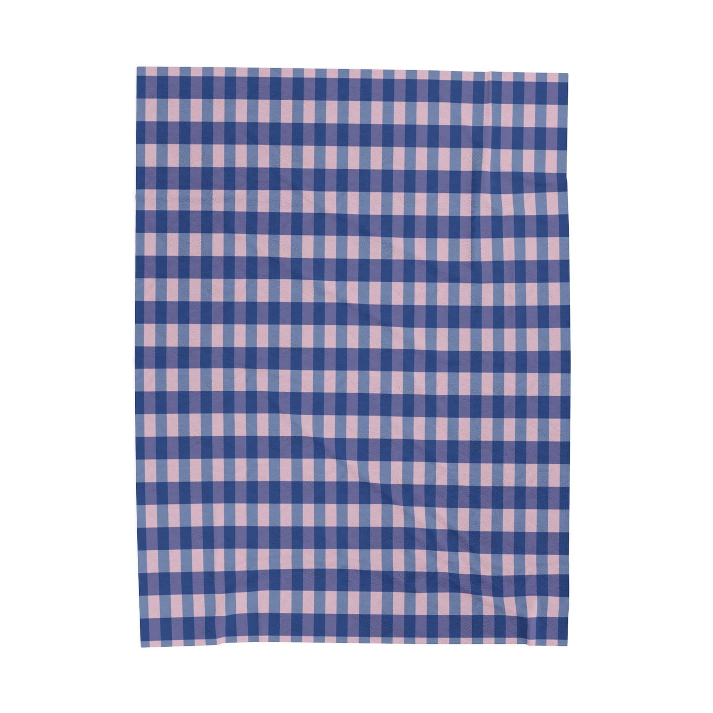 Blue & Pink Gingham Velveteen Plush Blanket