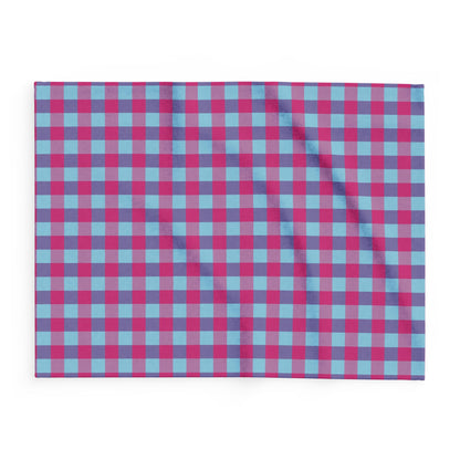 Arctic Fleece Blanket — Blue & Magenta Gingham Plaid Throw