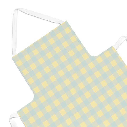 Yellow & Pale Blue Gingham Apron — Cottagecore Kitchen Apron