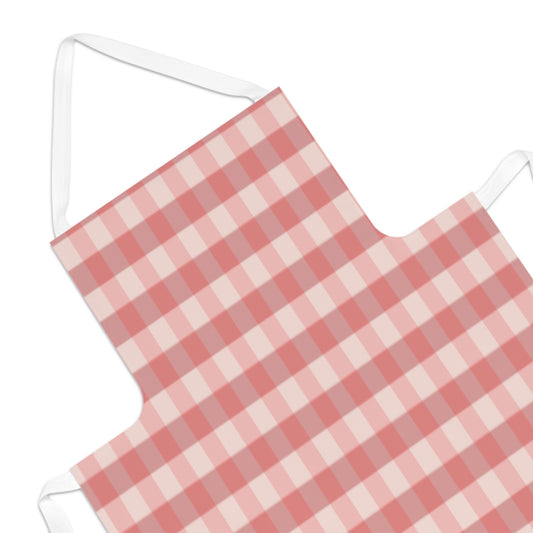 Pink Gingham Apron - Vintage Check Kitchen Apron for Baking & Cooking