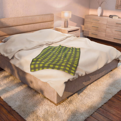 Green Buffalo Check Blanket | Plaid Velveteen Plush Throw
