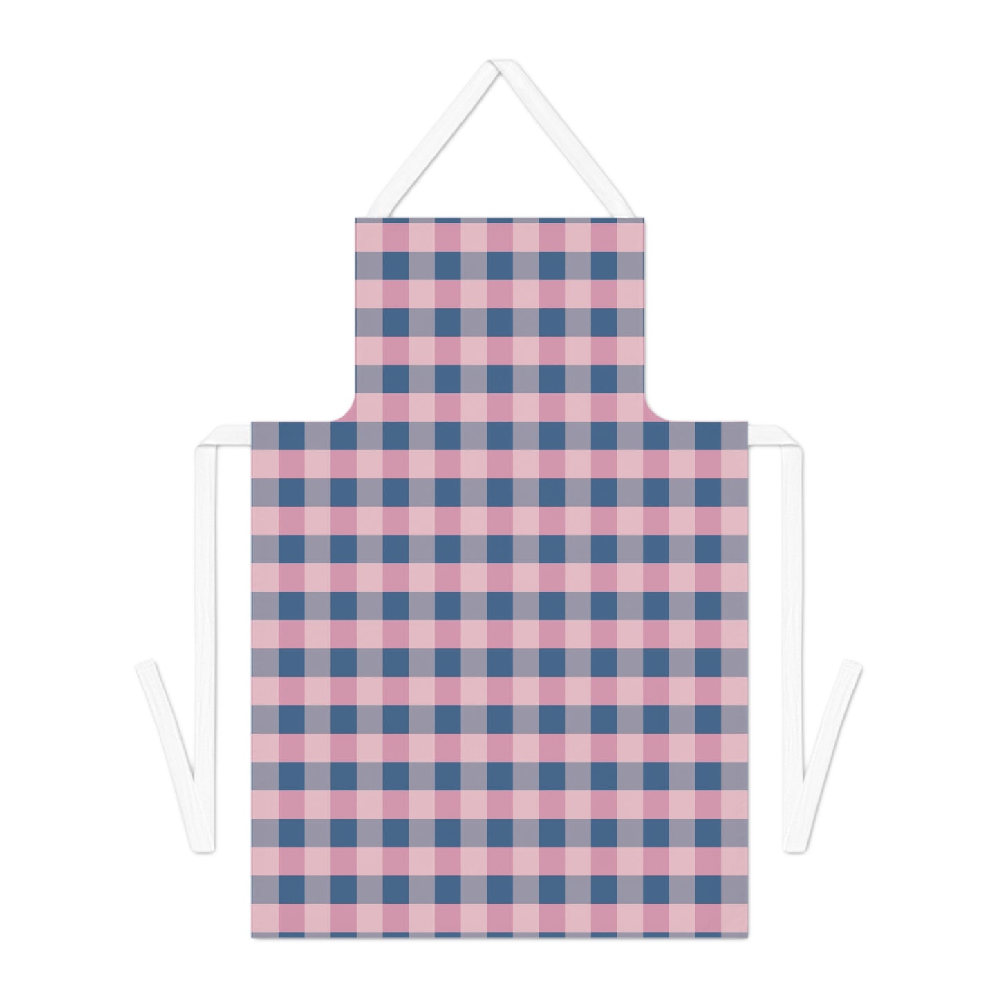 Pink Navy Buffalo Check Apron — Plaid Kitchen Apron for Bakers & Cooks
