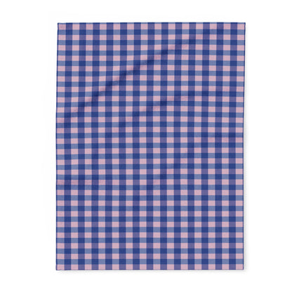 Plaid Fleece Blanket — Blue & Pink Check Cozy Throw
