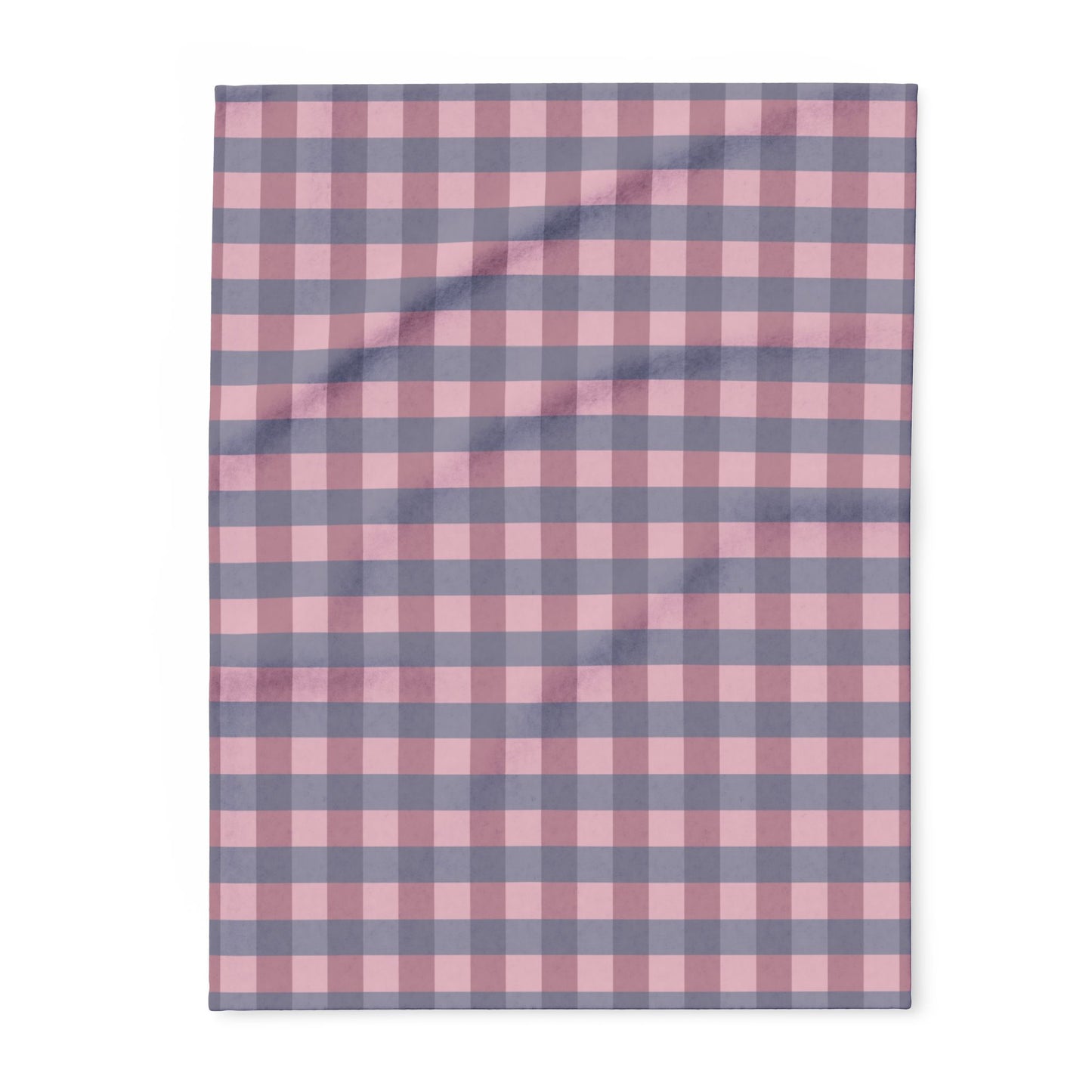 Fleece Blanket - Pink & Gray Buffalo Plaid Cozy Throw