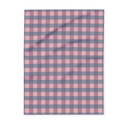 Fleece Blanket - Pink & Gray Buffalo Plaid Cozy Throw