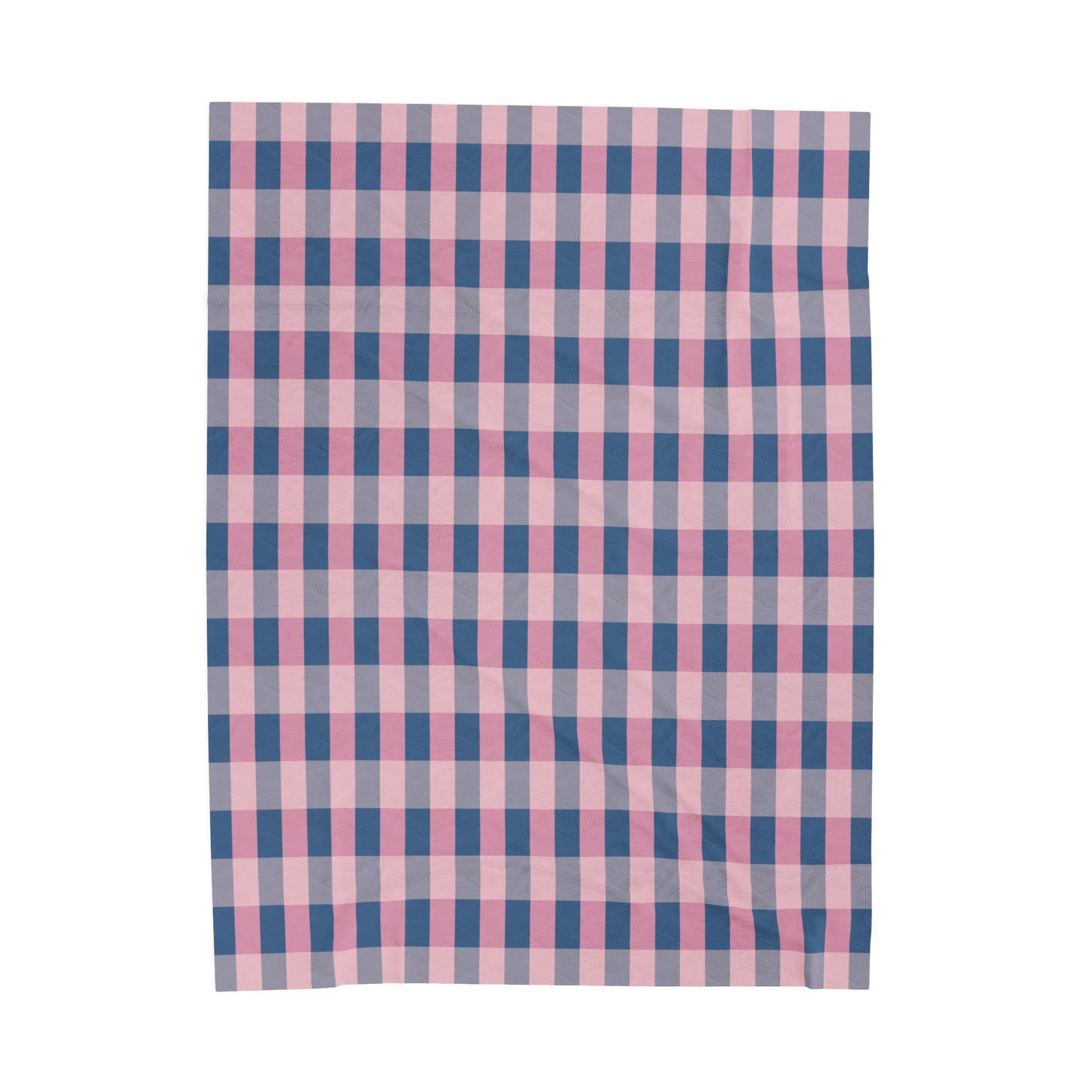 Pink & Navy Plaid Velveteen Plush Blanket — Cozy Checkered Throw for Home, Nursery & Gifts