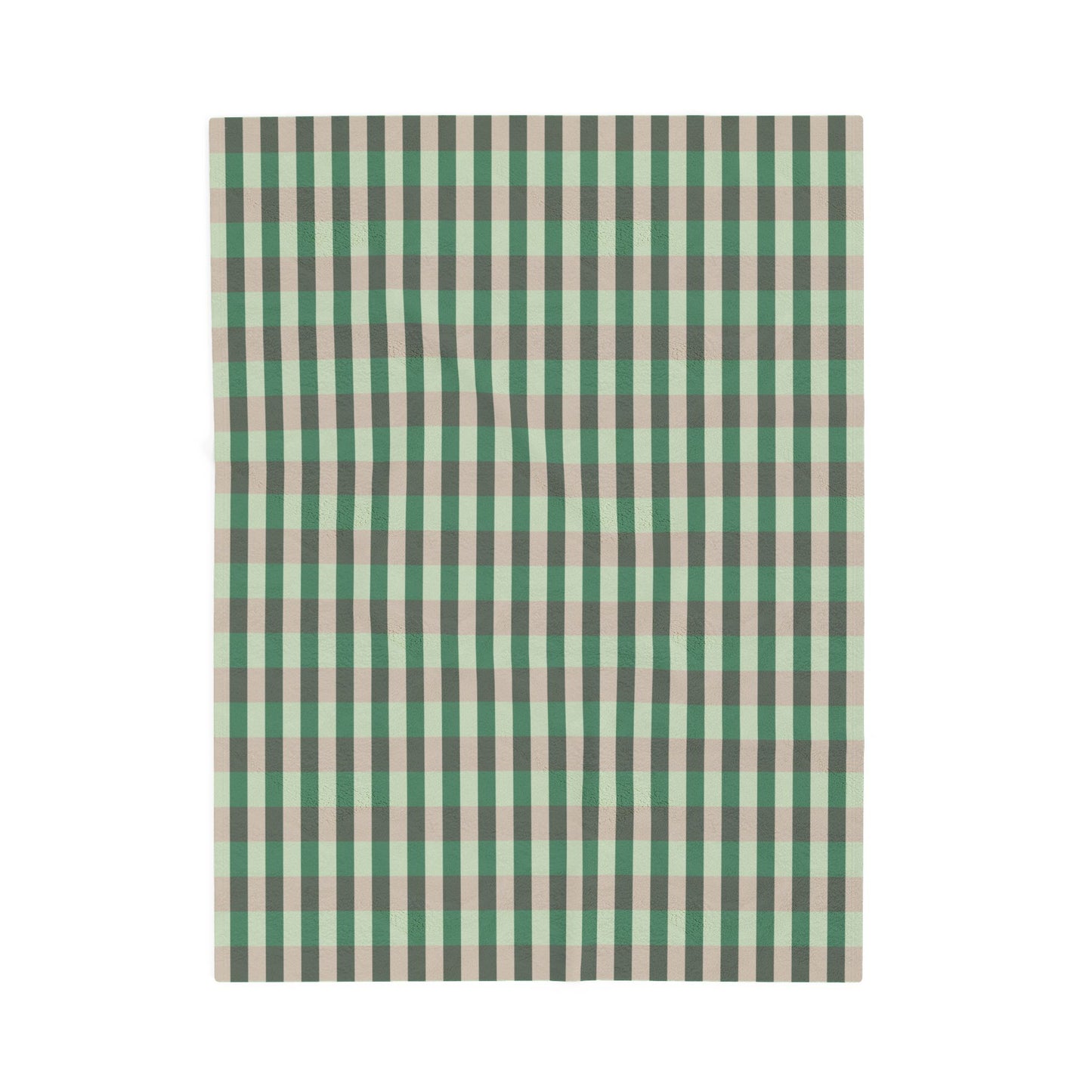 Green Plaid Velveteen Plush Blanket — Soft Cozy Throw for Living Room & Cabin