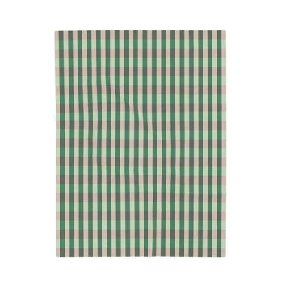 Green Plaid Velveteen Plush Blanket — Soft Cozy Throw for Living Room & Cabin