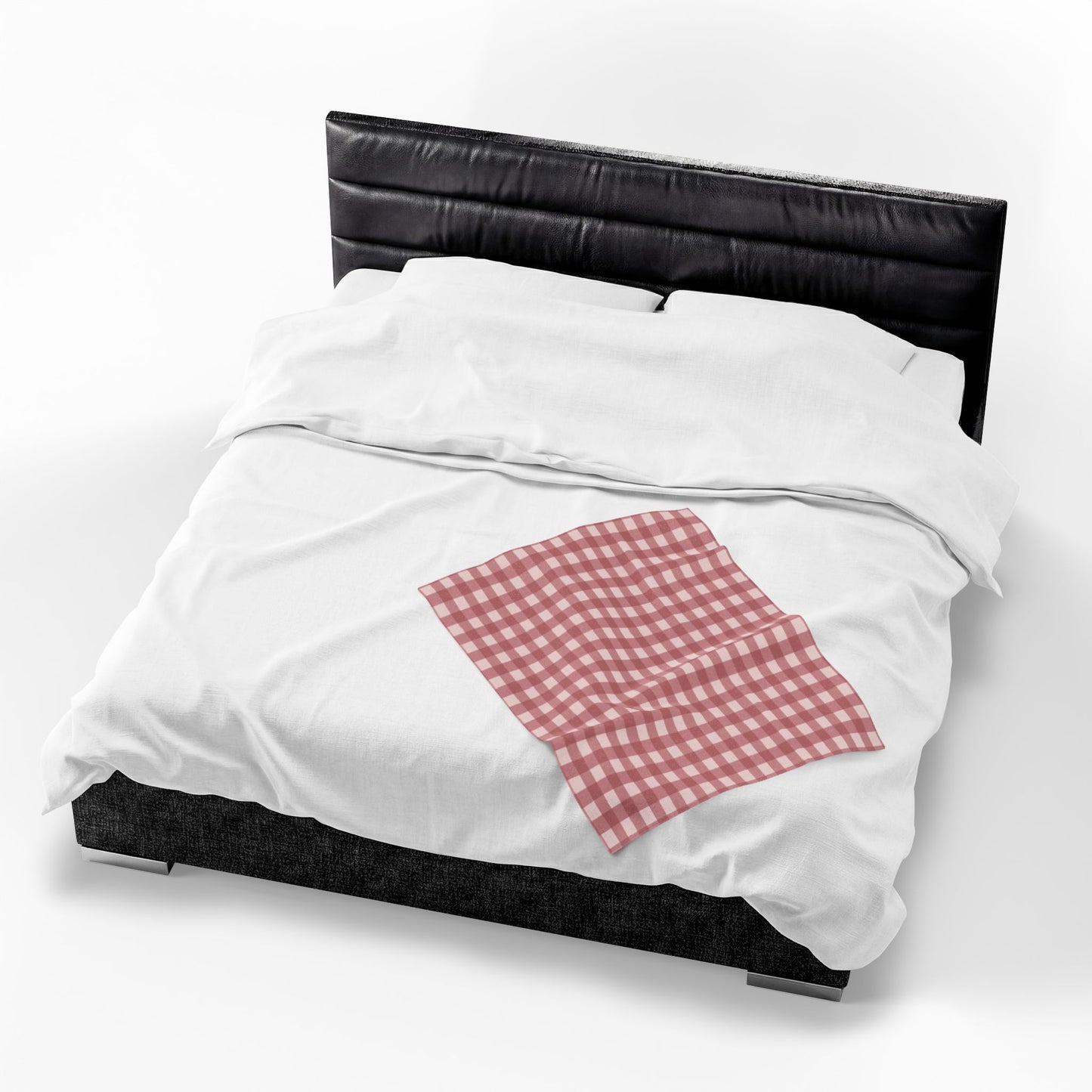 Red Buffalo Check Velveteen Plush Blanket — Cozy Gingham Throw
