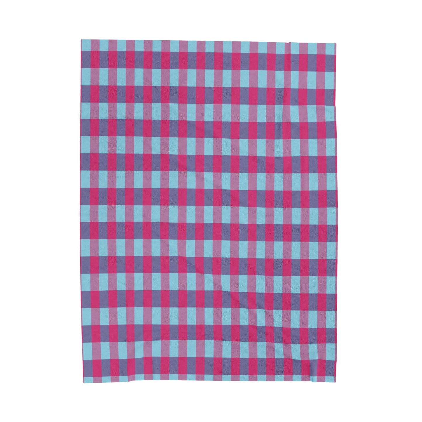 Pink & Teal Plaid Velveteen Plush Blanket – Soft Cozy Throw for Home, Dorm & Gifts