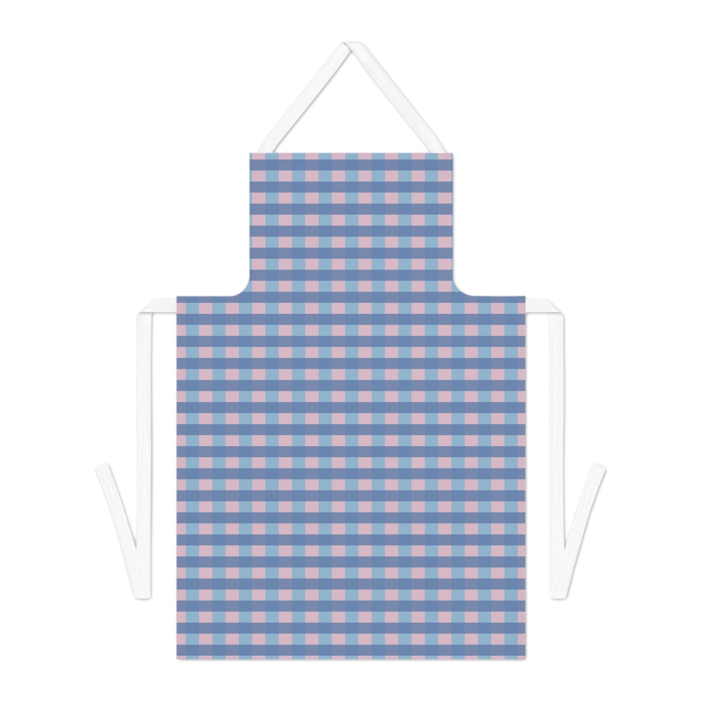 Blue & Pink Gingham Apron — Vintage Check Kitchen Apron