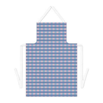 Blue & Pink Gingham Apron — Vintage Check Kitchen Apron
