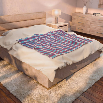 Plaid Velveteen Plush Blanket – Soft Pastel Check Throw for Cozy Home, Nursery & Gift